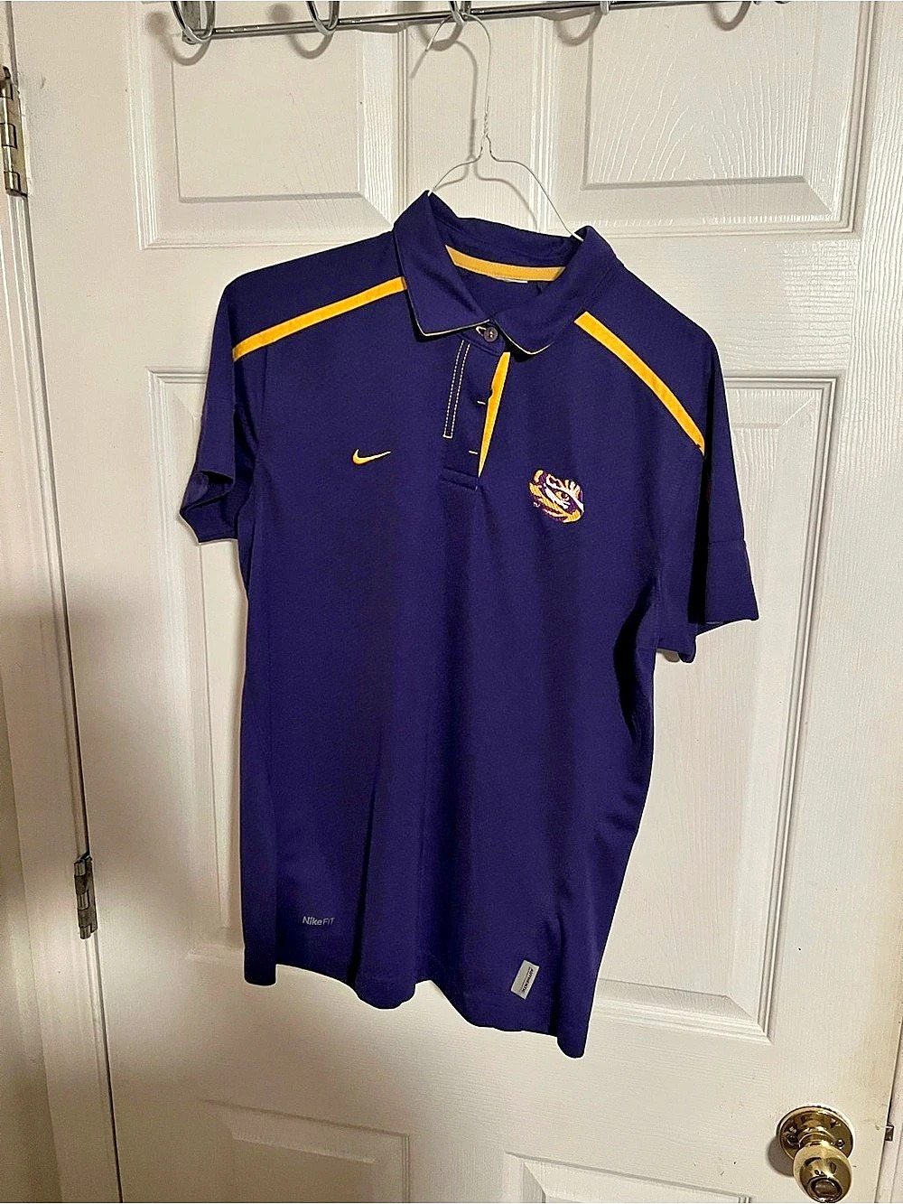 Nike LSU Tigers College Sideline Polo Shirt Womens M Purple & Yellow